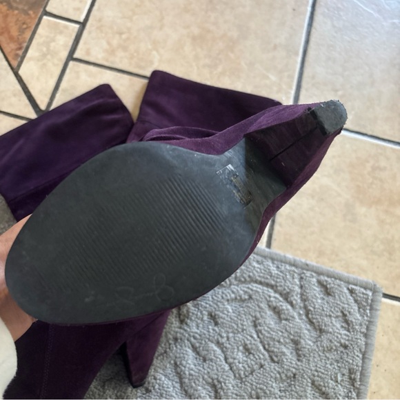 Sz 9B Jessica Simpson Deep Purple Heeled Boots with defects sexy club shoes - Picture 16 of 16